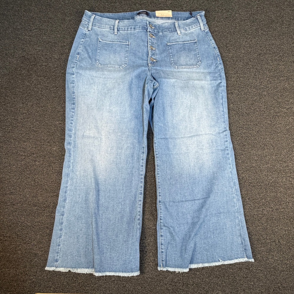 NYDJ Jeans Women 18W Patchie Major WL Ankle Flare Blue Brooke Button Fly NEW